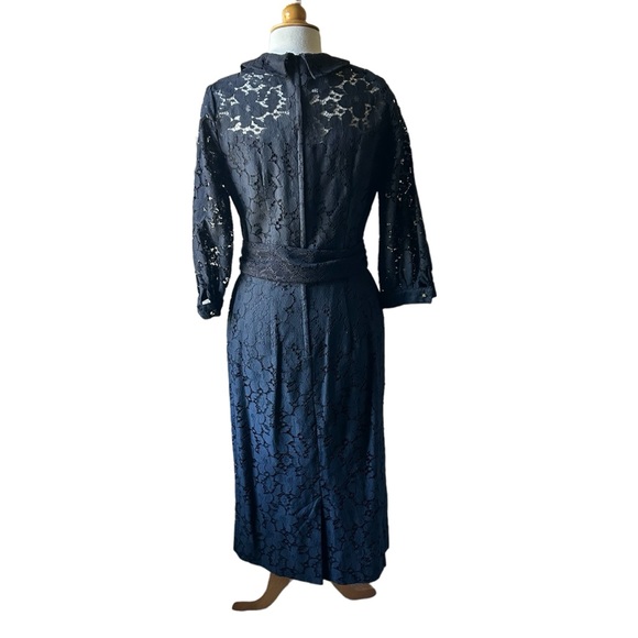 Vintage 1950s Sir James Black Lace Sheath Midi Dress - Medium - Picture 8 of 9